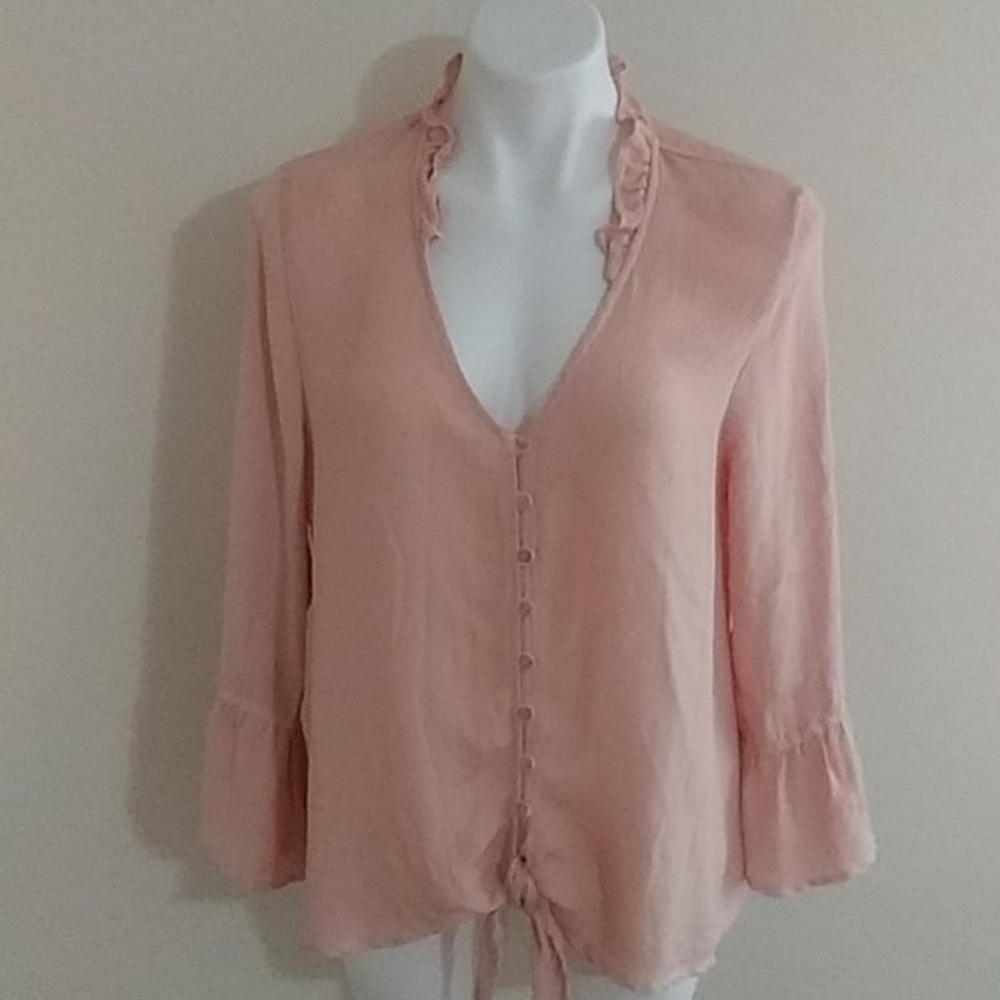 Maven West Trumpet Sleeve Blouse Trendy Tie Waist Anthropologie